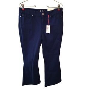 NWT Elle Womens Flared Ankle Mid‎ Rise Pants 8 Blue